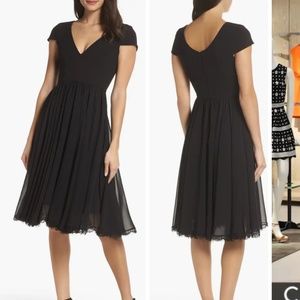 Dress the Population Corey Chiffon Fit & Flare Cocktail Dress in Black